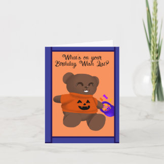 Cartes Pour Fêtes Annuelles Trick Or Treat Teddy Halloween Birthday Card