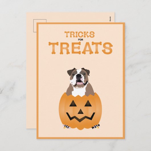 Cartes Pour Fêtes Annuelles Tricks Pour Traitements Français Bulldog Orange (Devant / Derrière)