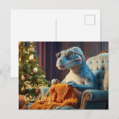 Cartes Pour Fêtes Annuelles Tricot Dinosaur Joyeux Noël (Devant / Derrière)