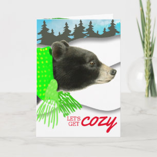 Cartes Pour Fêtes Annuelles Tricot d'ours foulard crochet fait main Noël Hol