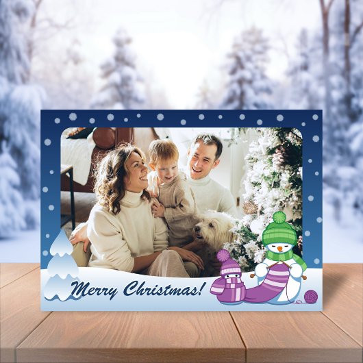 Cartes Pour Fêtes Annuelles Tricot Snowman Crafty Photo