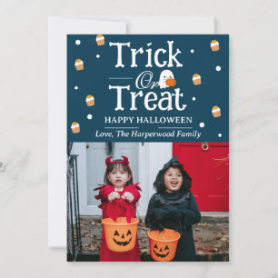 Cartes Pour Fêtes Annuelles Tricoter ou traiter Éffrayant Halloween famille Ph