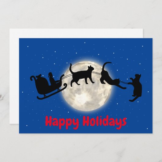 Cartes Pour Fêtes Annuelles Tringle père Noël avec des chats noirs drôles (Devant / Derrière)