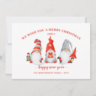Cartes Pour Fêtes Annuelles Trio de Gnome Mignon pour Noël Personnalisé