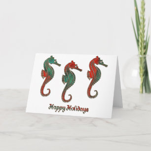 Cartes Pour Fêtes Annuelles Trio métallique d'hippocampe de Noël