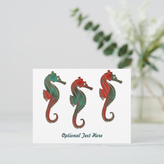 Cartes Pour Fêtes Annuelles Trio métallique d'hippocampe de Noël (Debout devant)