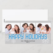 Cartes Pour Fêtes Annuelles Triptyque de vacances moderne bleu gris joyeuses f (Devant / Derrière)