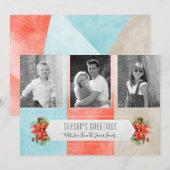 Cartes Pour Fêtes Annuelles Trois blocs couleur photo Noël (Devant / Derrière)