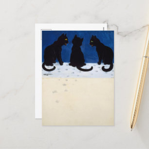 Cartes Pour Fêtes Annuelles Trois chats noirs dans la neige par Louis Wain