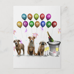 Cartes Pour Fêtes Annuelles Trois chiens mignons souhaitant la bonne année