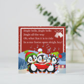 Cartes Pour Fêtes Annuelles Trois jolis manchots chantent Vive le vent (Debout devant)