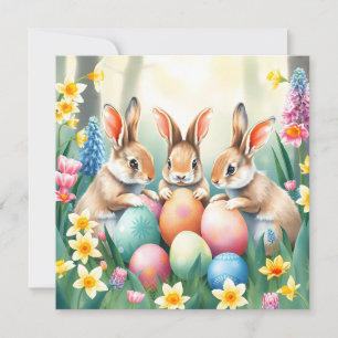 Cartes Pour Fêtes Annuelles Trois lapins de Pâques