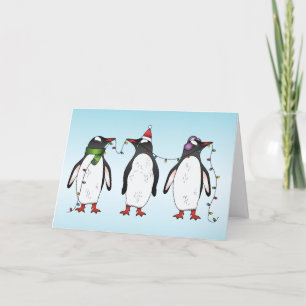 Cartes Pour Fêtes Annuelles Trois manchots de Noël festifs Illustration