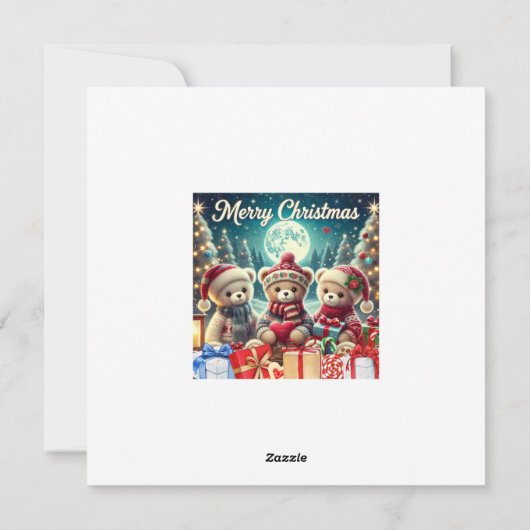 Cartes Pour Fêtes Annuelles Trois mignons Nounours Joyeux Noël (Dos)