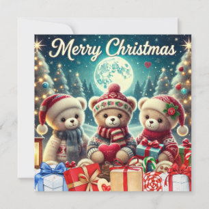Cartes Pour Fêtes Annuelles Trois mignons Nounours Joyeux Noël