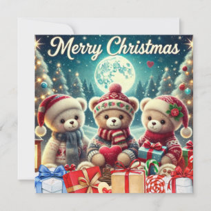 Cartes Pour Fêtes Annuelles Trois mignons Nounours Joyeux Noël