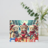 Cartes Pour Fêtes Annuelles Trois mignons Nounours Joyeux Noël (Debout devant)
