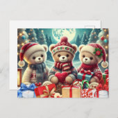 Cartes Pour Fêtes Annuelles Trois mignons Nounours Joyeux Noël (Devant / Derrière)