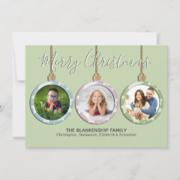 Cartes Pour Fêtes Annuelles Trois ornements pastel personnalisés avec photo po