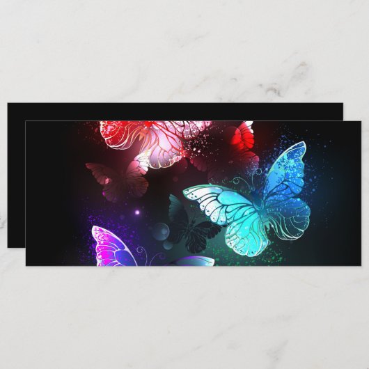 Cartes Pour Fêtes Annuelles Trois papillons brillants sur l'arrière - plan de (Devant / Derrière)