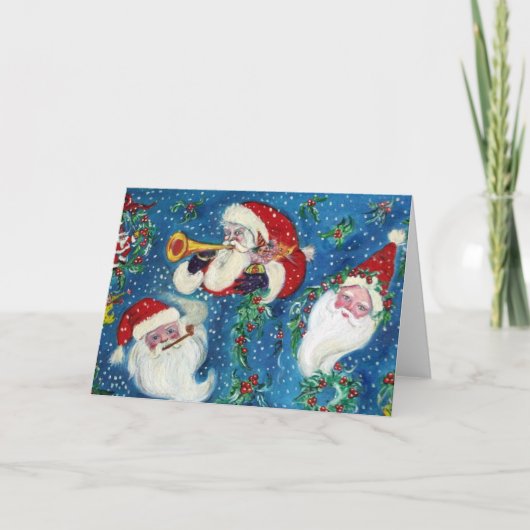 CARTES POUR FÊTES ANNUELLES TROIS PÈRE NOËL / NUIT NOËL (Devant)