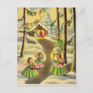 Cartes Pour Fêtes Annuelles Trois petits anges de Noël vintage
