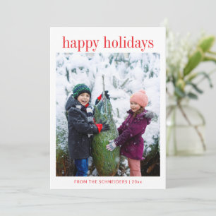 Cartes Pour Fêtes Annuelles Trois Photo Vertical Typographie Rouge Joyeux