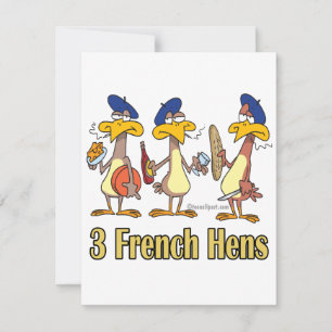 Cartes Pour Fêtes Annuelles trois poules françaises 3e jour de noël