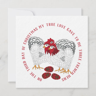 Cartes Pour Fêtes Annuelles Trois poules françaises Chant de Noël 12 jours cha