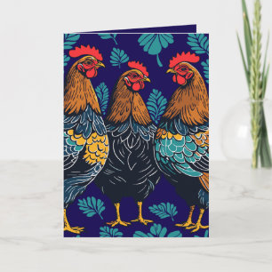 Cartes Pour Fêtes Annuelles Trois poules françaises découpées en pochoir