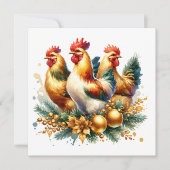 Cartes Pour Fêtes Annuelles Trois poules françaises | Douze jours de Noël (Devant)