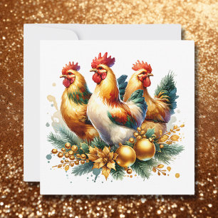 Cartes Pour Fêtes Annuelles Trois poules françaises   Douze jours de Noël