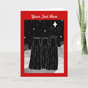 Cartes Pour Fêtes Annuelles Trois rois et étoile noël noir et blanc