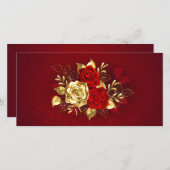 Cartes Pour Fêtes Annuelles Trois Roses de bijoux (Devant / Derrière)