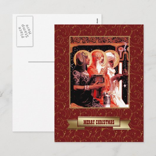 Cartes Pour Fêtes Annuelles Trois Sages Hommes. Noël (Devant / Derrière)