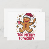 Cartes Pour Fêtes Annuelles Trop Joyeux Pour S'Inquiéter Drôle Pain D'Enfer No (Devant / Derrière)