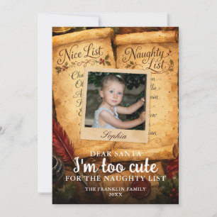 Cartes Pour Fêtes Annuelles Trop Mignon Père Noël Liste des Vilains et Gentils