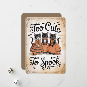 Cartes Pour Fêtes Annuelles "Trop mignon pour faire peur" Chat noir déguisé po