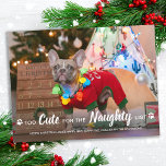 Cartes Pour Fêtes Annuelles Trop mignon pour la liste coquine Funny chien anim<br><div class="desc">Trop mignon pour la liste des vilains ! Envoyez des salutations de vacances mignonnes et amusantes avec cette carte de vacances photo personnalisée super mignonne. Joyeux voeux de Noël du chien avec de mignons empreintes de pattes dans un design photo moderne amusant. Ajoutez la photo de votre chien ou la...</div>