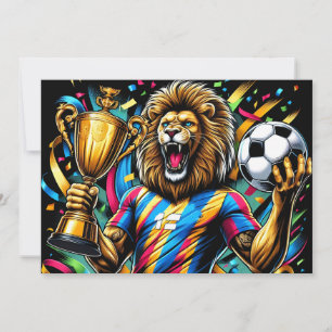 Cartes Pour Fêtes Annuelles Trophée de football champion de soccer Lion Victoi