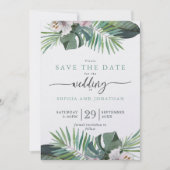 Cartes Pour Fêtes Annuelles Tropical Rustic Summer Enregistrer la date (Devant)