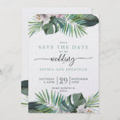 Cartes Pour Fêtes Annuelles Tropical Rustic Summer Enregistrer la date (Devant / Derrière)