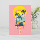 Cartes Pour Fêtes Annuelles Tropical Summer Sunset Sweets Paradise (Debout devant)