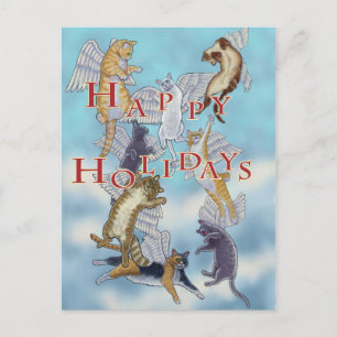 Cartes Pour Fêtes Annuelles Troupeau des chats d'ange bonnes fêtes
