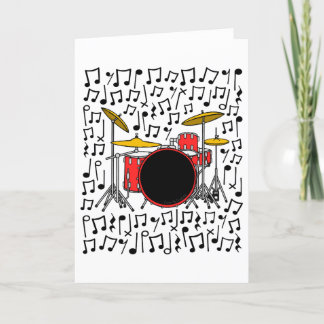 Cartes Pour Fêtes Annuelles Trousse de tambour Notes musicales Percussion ense