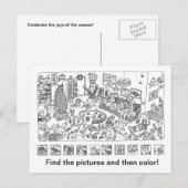 Cartes Pour Fêtes Annuelles Trouver et couleur Scène de Noël (Devant / Derrière)