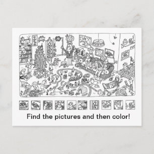 Cartes Pour Fêtes Annuelles Trouver et couleur Scène de Noël