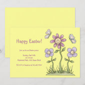 Cartes Pour Fêtes Annuelles Trucs de Printemps · Fleurs Violettes & Papillons (Devant / Derrière)