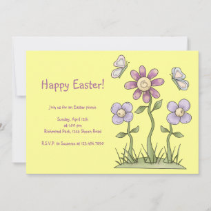 Cartes Pour Fêtes Annuelles Trucs de Printemps · Fleurs Violettes & Papillons