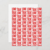 Cartes Pour Fêtes Annuelles True Love Valentine Card – Red Typography Pattern  (Devant / Derrière)